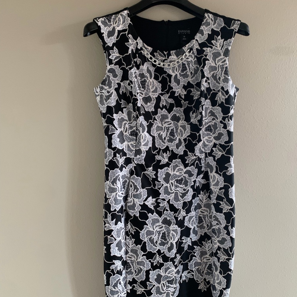 Enfocus Studio Black and White Floral Mini Dress